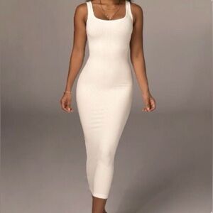 JLUXLABEL Cream Fitted Sleeveless Tank Dress
